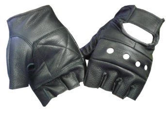 Black Leather Fingerless Driver Gloves